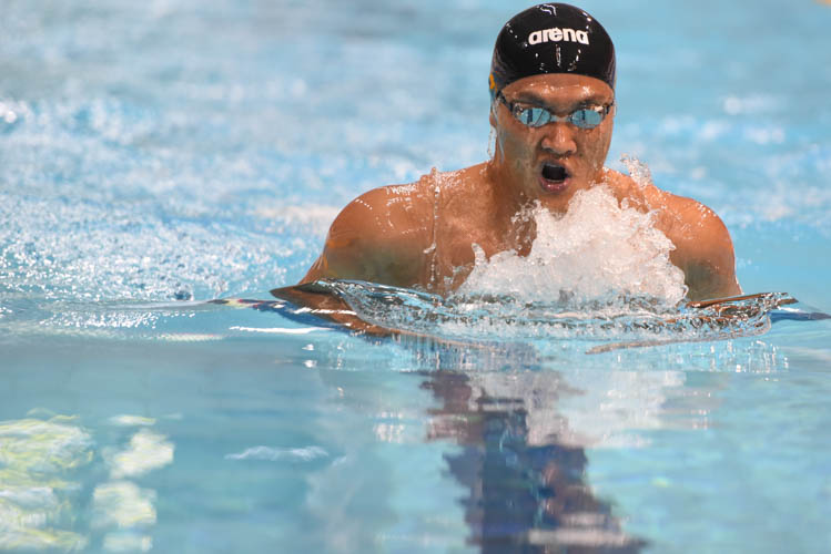 Nuttapong Ketin finished first in the men's 200m breaststroke with a time of 2:14.09 on the first day of the 13th Singapore National Swimming Championship. (Photo © Stefanus Ian/Red Sports)