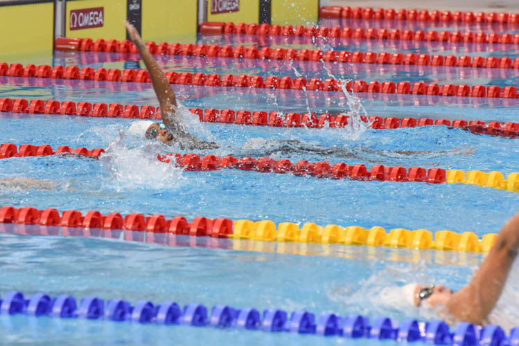 Nurul Fajar Fitriati finished second in the Women's 200m Backstroke final on the third day of the 13th Singapore National Swimming Championship. (Photo © Stefanus Ian/Red Sports)