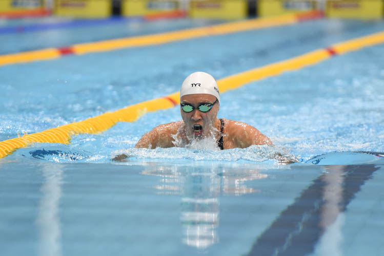 Roanne Ho finished first in the Women's 50m Breaststroke final on the third day of the 13th Singapore National Swimming Championship. (Photo © Stefanus Ian/Red Sports)