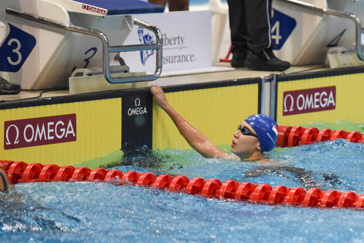 Amanda Lim finished third in the women's 100m freestyle final with a time of 56.90s on the second day of the 13th Singapore National Swimming Championships. (Photo © Stefanus Ian/Red Sports)