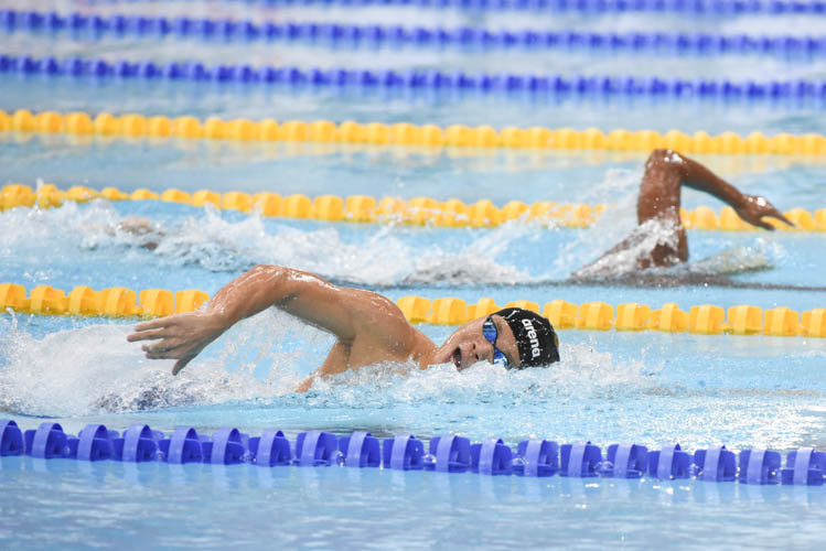 Pang Shen Jun finishing first in the Men's 400m Freestyle final on the third day of the 13th Singapore National Swimming Championship. (Photo © Stefanus Ian/Red Sports)