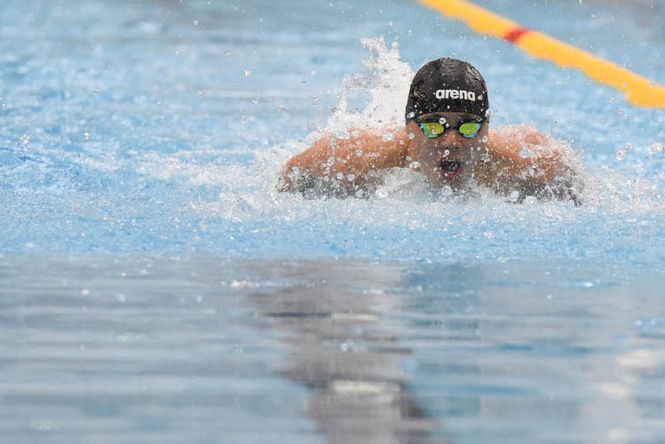 Dylan Koo finishing second in the Men's 100m Butterfly final on the third day of the 13th Singapore National Swimming Championship. (Photo © Stefanus Ian/Red Sports)