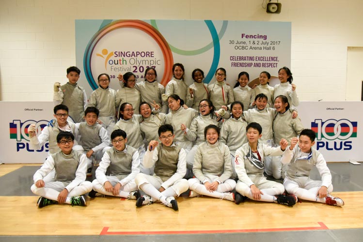 Fencers posing on the first day of the SYOF. (Photo © Amirah Haris/Red Sports)