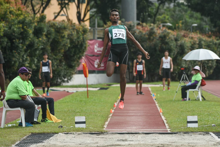Republic Polytechnic's Thevanand Shivasanker in action during the Men's Long Jump event during the 2018 IVP Track and Field competition. (Photo 9 © Stefanus Ian/Red Sports)