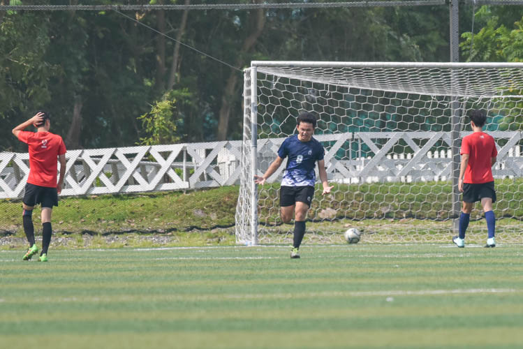 River Valley High School's Jeremy Koh (RVHS #8) celebrating his goal against Raffles Institution during a NYSI JC League football match. (Photo © Stefanus Ian/Red Sports)