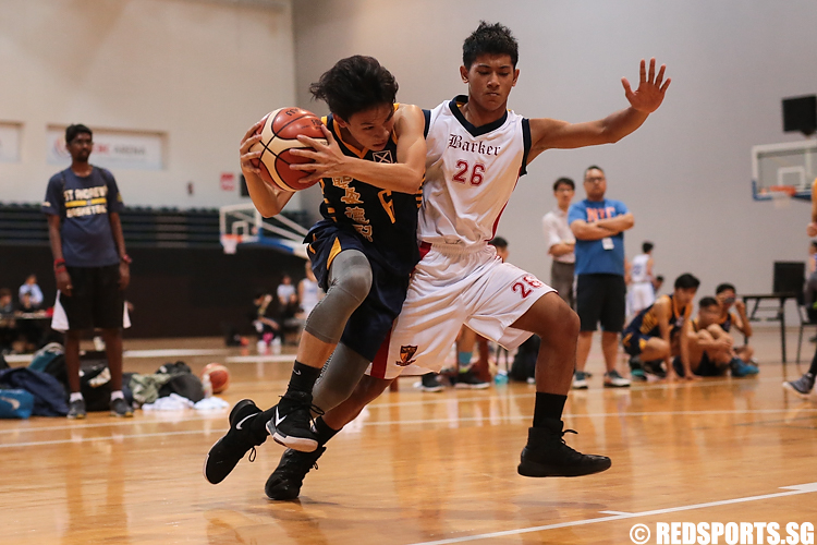 Samuel Chua (#6) of St. Andrew's drives against (#26) of ACS (Barker). (Photo 8 © Lee Jian Wei/Red Sports)