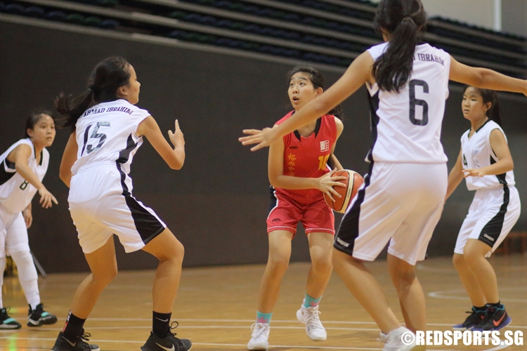 Kindra Sim (#10) takes aim in the lane. The Jurong guard scored eight points in the victory. (Photo 1 © Dylan Chua/Red Sports)