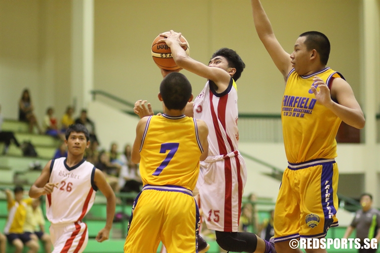 Panca (ACSB #15) draws contact on a drive to the hoop. (Photo 4 © Dylan Chua/Red Sports)