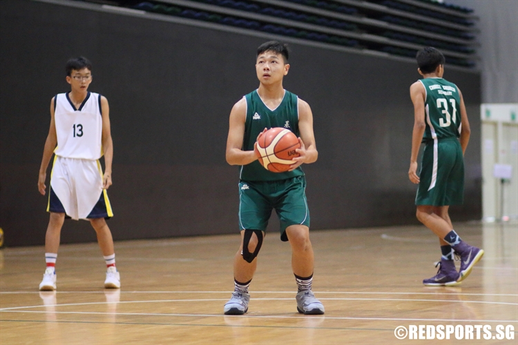 Marcus Yeo (CHS #28) at the free throw line. (Photo 9 © Dylan Chua/Red Sports)