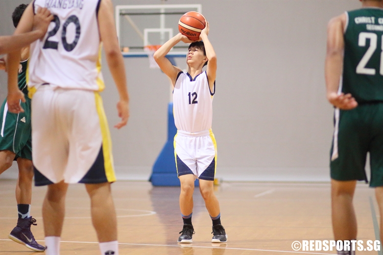 Brendan Lee (GYS #12) lines up a three-pointer. (Photo 8 © Dylan Chua/Red Sports)