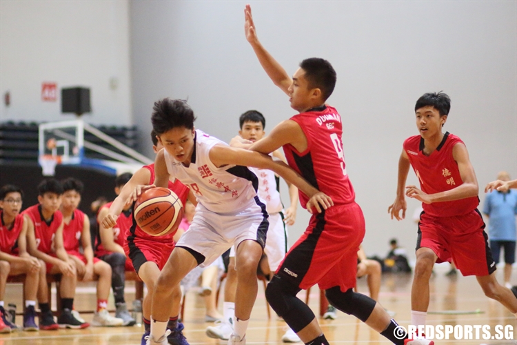 Zong Hao (Jurong #88) looks to beat his defender in the low post. (Photo 12 © Dylan Chua/Red Sports)