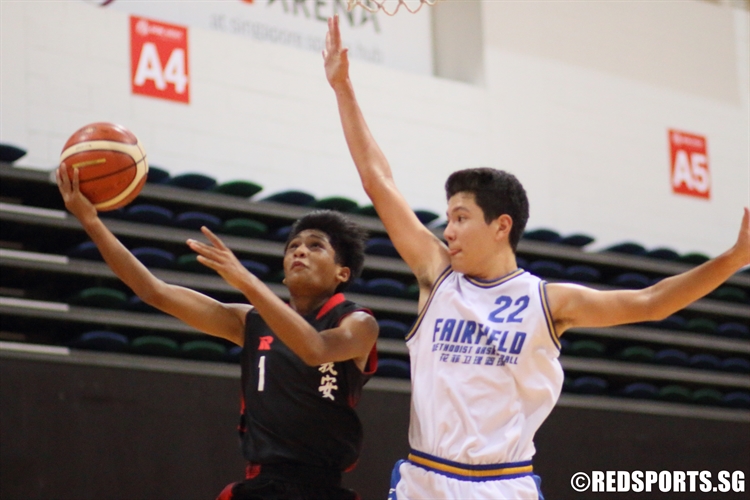 Adam Tan (NAS #1) goes coast to coast for a lay-up on the break. (Photo 6 © Dylan Chua/Red Sports)
