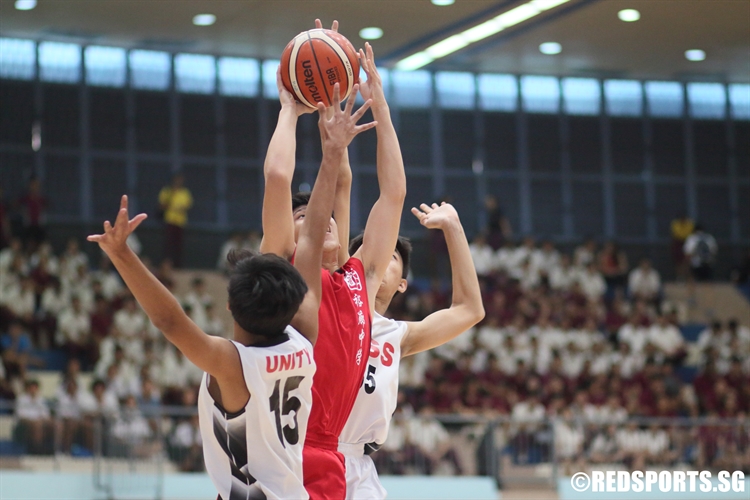 Duncan (JSS #21) gets his shot swatted from the back. (Photo 11 © Dylan Chua/Red Sports)