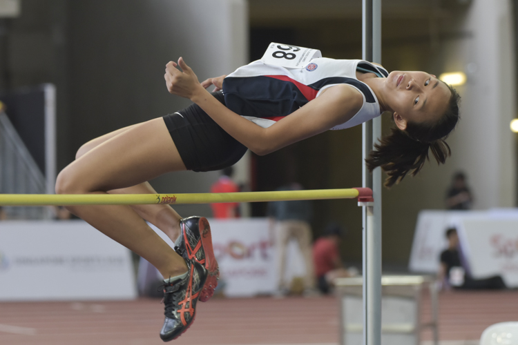 Lim En Ning (#168) of Dunman High School, cleared 1.54m on her first attempt to win joint silver. (Photo © Stefanus Ian/Red Sports)