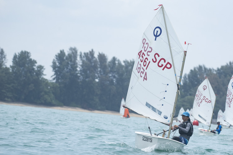 Meghan Tan of Nanyang Girls' High School (#4561) came in first with a score of 16 points in the C Division Girls' Optimist Sailing Championships. (Photo  © Stefanus Ian/Red Sports)