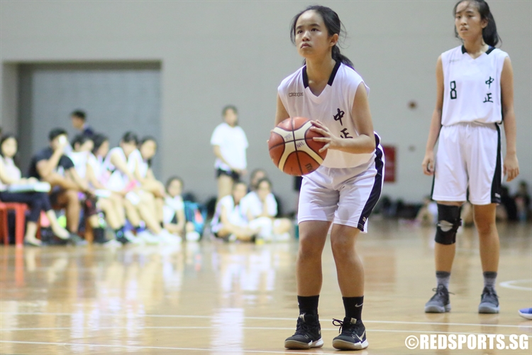 Ng Ruo Yin (CCHMS #1) at the free throw line. (Photo 10 © Dylan Chua/Red Sports)