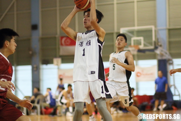 Victor Lai (EJC #1) pulls up for a jumper. He finished with a game-high 12 points. (Photo  © Chan Hua Zheng/Red Sports)
