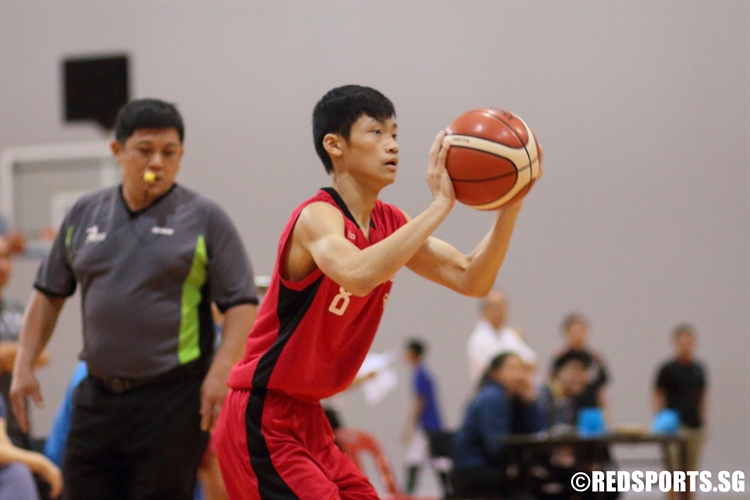 Leroy Loh (DMN #8) pulls up for a corner three. (Photo  © Chan Hua Zheng/Red Sports)