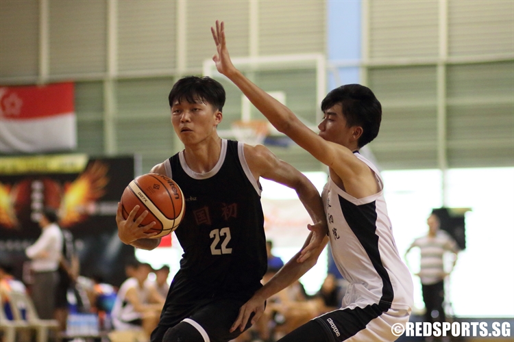 Huang Yi Fan (NJC #22) drives to the basket to score two of his game-high 16 points. (Photo 1 © Dylan 