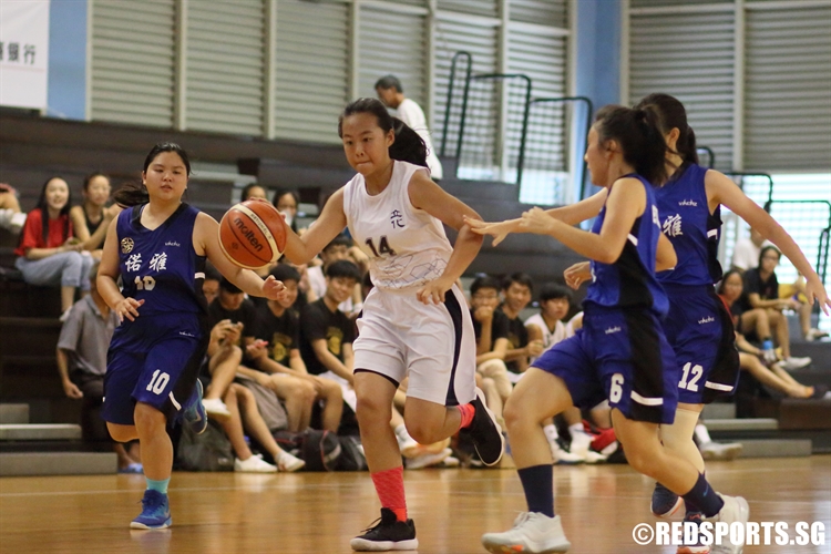 Gabbie Er (RV #14) blows by multiple defenders on a drive to the hoop. (Photo  © Chan Hua Zheng/Red Sports)