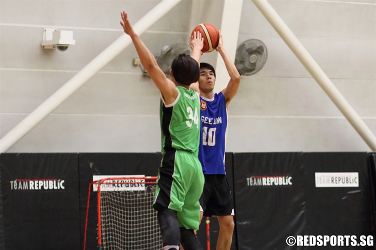 Sean Tiah (NP #10) pulls up for a three over his defender. (Photo  © Chan Hua Zheng/Red Sports)