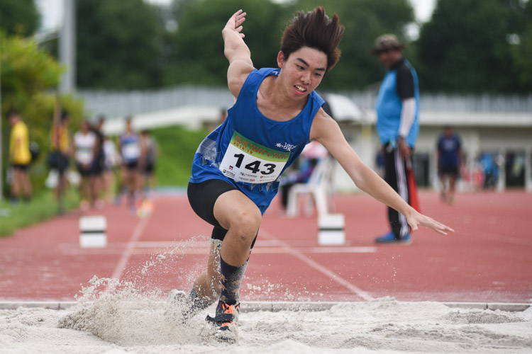 Dyfrig Lim of Ngee Ann Polytechnic competing in the Men's Triple Jump Open event. (Photo © Stefanus Ian/Red Sports)
