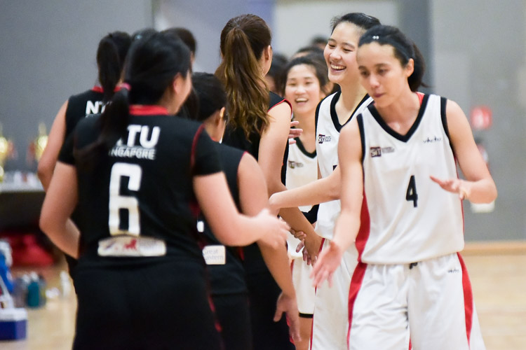 SIT players all smiles even after the loss in the final. NTU beat SIT 61-34 to reclaim the IVP Women's Basketball Championsip title. (Photo 4 © Iman Hashim/Red Sports)