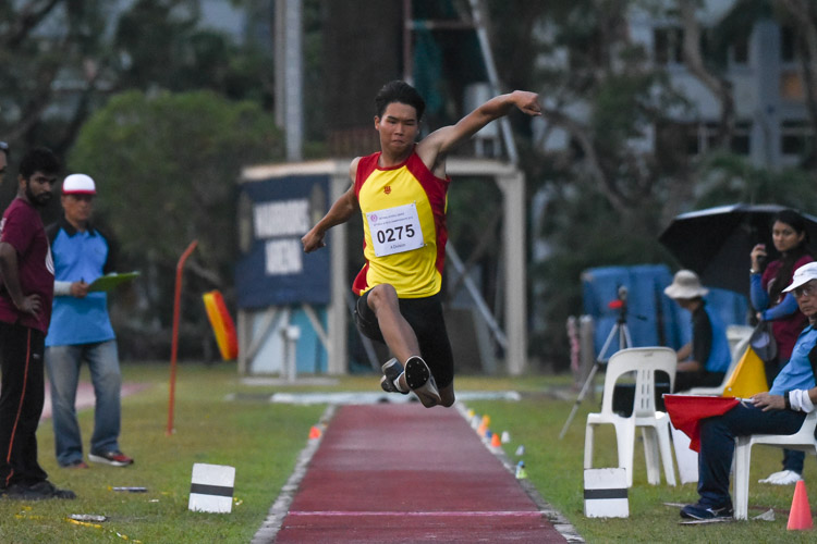 Wang Ruijie of Hwa Chong Institution placed sixth in the A Division boys' triple jump with a distance of 13.04m. (Photo 10 © Iman Hashim/Red Sports)