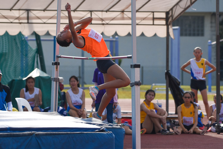 Vean Lim of Singapore Sports School placed sixth in the B Division girls' high jump with a final height of 1.43m. (Photo 4 © Iman Hashim/Red Sports)