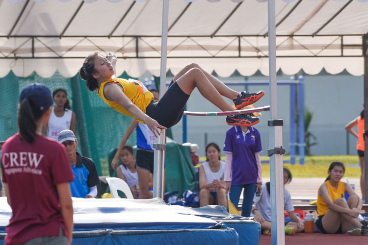 Kirsten Anne Tay of Cedar Girls' Secondary placed fourth on countback in the B Division girls' high jump. Along with second and third place, she had a final height of 1.50m. (Photo 7 © Iman Hashim/Red Sports)