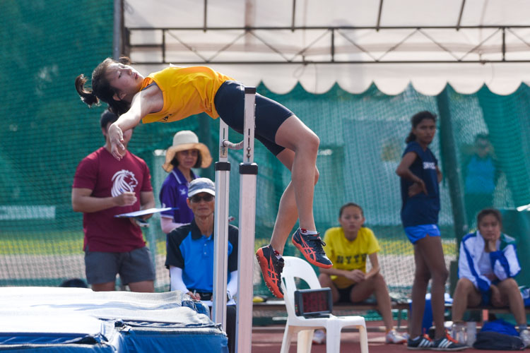 Kirsten Anne Tay of Cedar Girls' Secondary placed fourth on countback in the B Division girls' high jump. Along with second and third place, she had a final height of 1.50m. (Photo 6 © Iman Hashim/Red Sports)