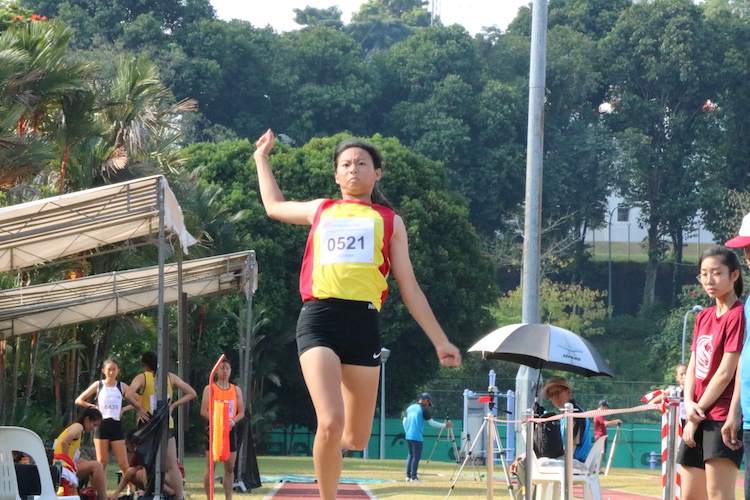  Tan Tse Teng of Hwa Chong Institution (HCI) in action who is in the fourth position has an overall distance of 4.99m.