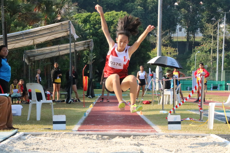 Joy Yeo of National Junior College (NJC) in action. Joy jumped an overall distance of 4.34m placing her in the tenth position. 