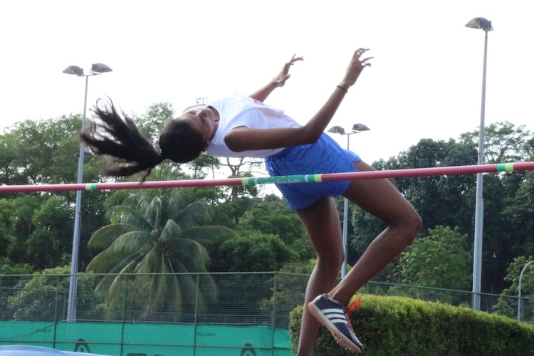 Rena Edward of CHIJ St. Nicholas Girls’ School finished second overall in the B division high jump. she finished with a final height of 1.50m