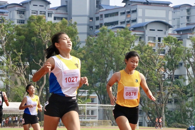 Bernice Liew of Nanyang Girls' High School clinched the gold for the B Division girls' 200m dash. She stopped the clock with a timing of 26.02 seconds. 