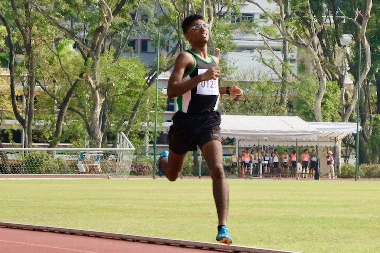 Nedunchezian Selvageethan of Raffles Institution stopped the clock with a timing of 1:59 seconds for A division 800m sprint.