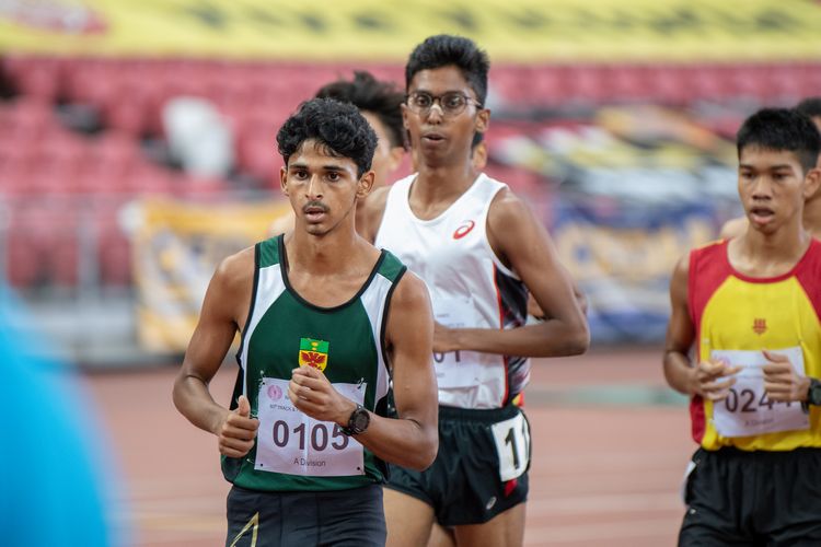 Armand Dhilawala Mohan (#105) of RI finished third in the A Division Boys' 3000m steeplechase final.