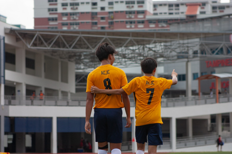 ACJC players celebrating after scoring yet another goal. (Photo 12 © REDintern Jordan Lim)