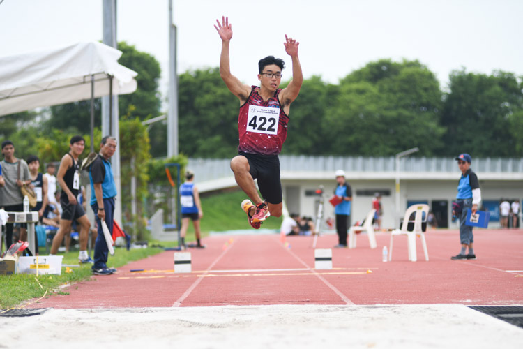 Ivan Mun of Singapore University of Technology and Design jumped a final distance of 13.60m to finish second in the Institute-Varsity-Polytechnic Men's triple jump event. (Photo 1 © Stefanus Ian)