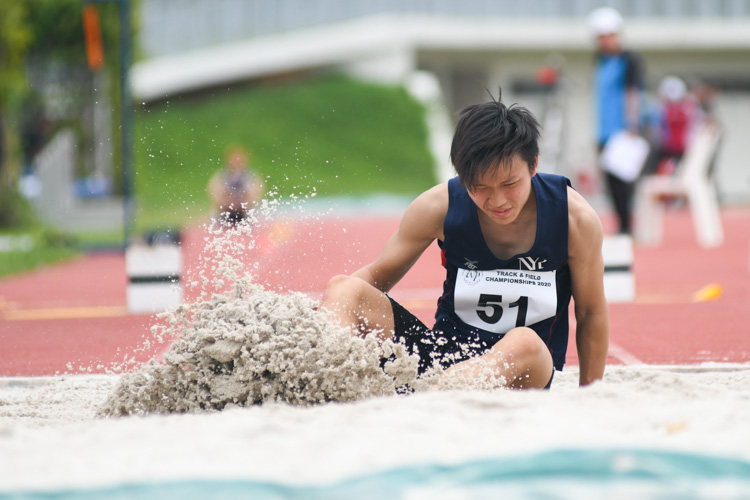 Goh Kai Wei of Nanyang Polytechnic jumped a final distance of 10.27m to come in tenth in the Institute-Varsity-Polytechnic Men's triple jump event. (Photo 1 © Stefanus Ian)