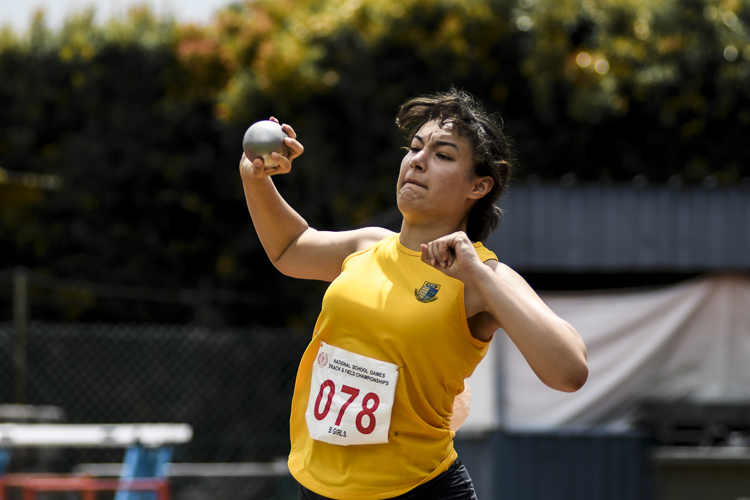 Miya Christine Alexanderovna Knight (#78) placed sixth in the B Div girls' shot put with a throw of 9.84m. (Photo 1 © Iman Hashim/Red Sports)