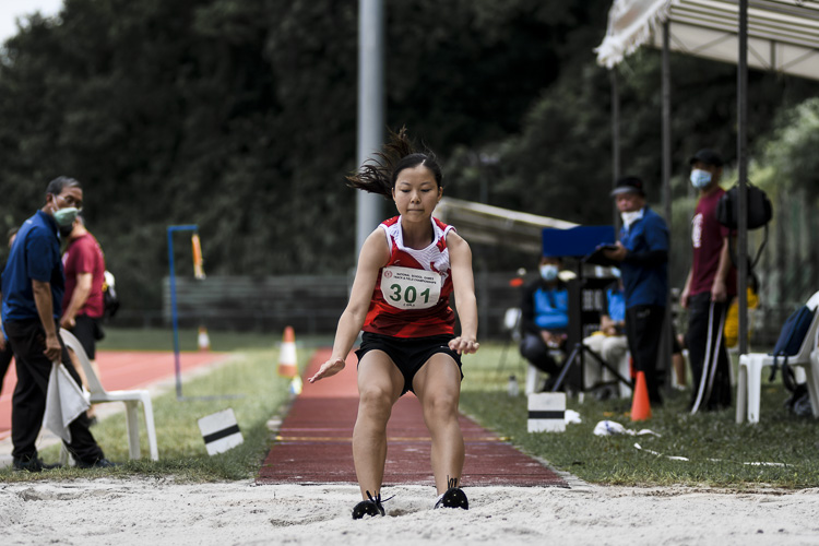NJC's Yerin Leysen (#301) placed eighth in the C Div girls' triple jump. (Photo 1 © Iman Hashim/Red Sports)