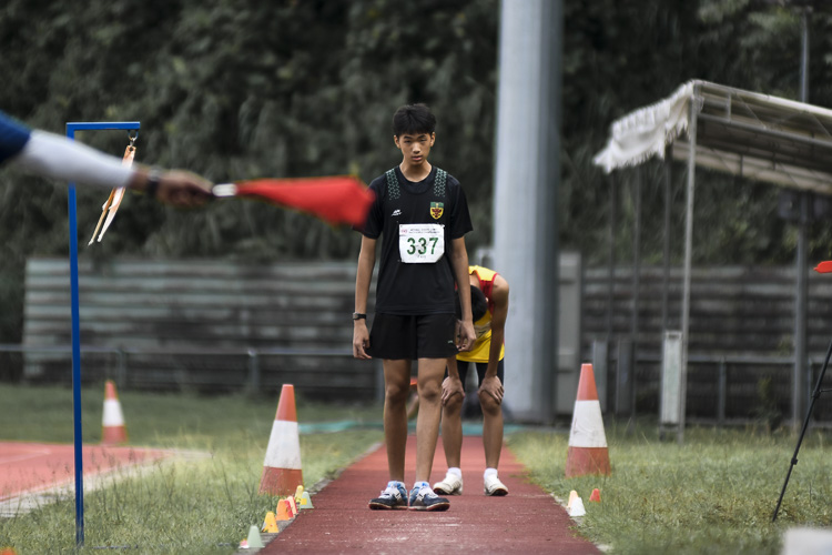 RI's Rei Tan (#337) took silver with 12.44m in the C Div boys' triple jump. Earlier in the meet, he set a new age group and meet record in the high jump with a height of 1.85m. (Photo 1 © Iman Hashim/Red Sports)