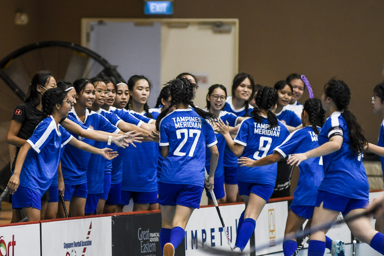 TMJC players celebrate going 2-1 up in the game. (Photo 1 © Iman Hashim/Red Sports)