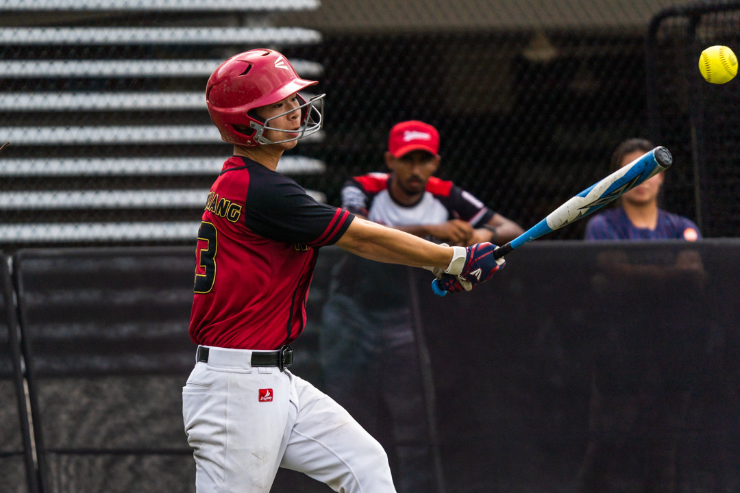 Chaw Liang (HCI #3) with a successful hit. (Photo X © Bryan Foo/Red Sports)