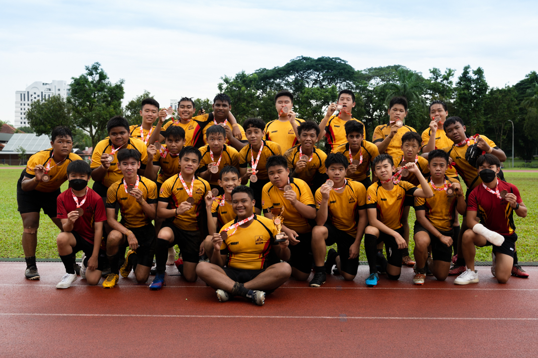 National B Division Rugby (Bowl) 2022 fourth place — Bukit Batok Secondary School. (Photo X © Bryan Foo/Red Sports)