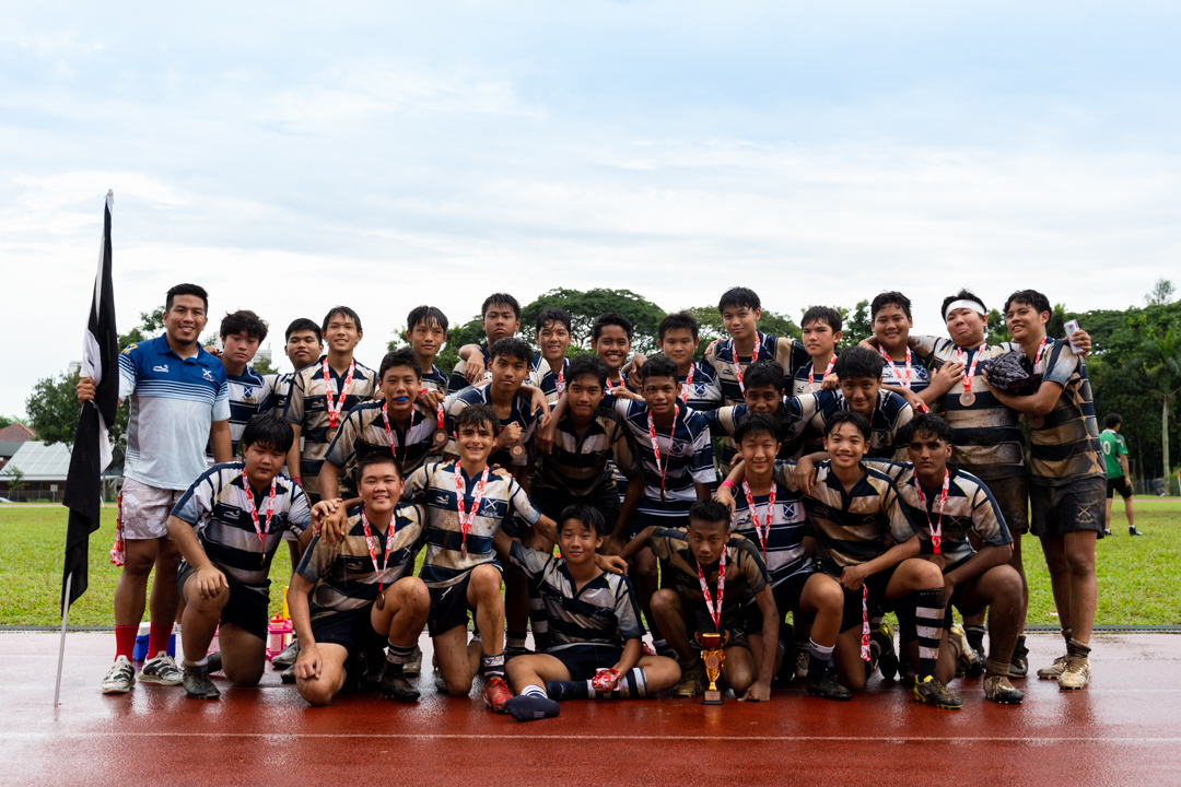 National B Division Rugby (Cup) 2022 third place — St. Andrew's Secondary School. (Photo X © Bryan Foo/Red Sports)