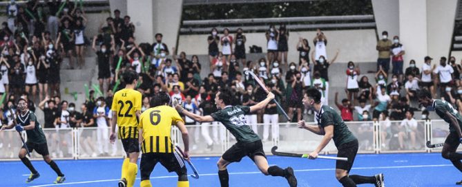 Kiefer Lee (RI #69) celebrates after scoring his team's second goal in the final. RI beat VJC 2-0 to clinch their eighth title in the last 10 editions of the championship. (Photo 1 © Iman Hashim/Red Sports)