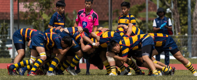 Full eight-man scrum at the Nation School Games as rugby 15s returns. (Photo X © Bryan Foo/Red Sports