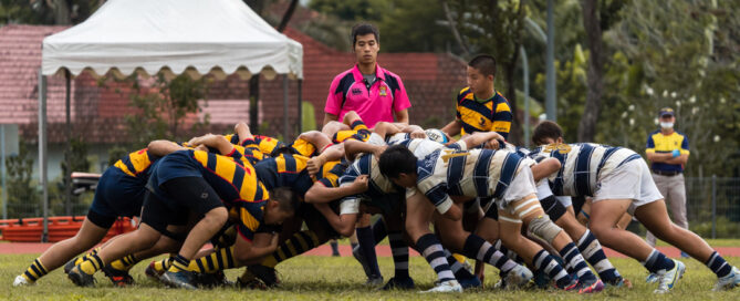 A full 16-man scrum as 15s returns for the first time in 3 years to the NSG for this C Division season. (Photo X © Bryan Foo/Red Sports)